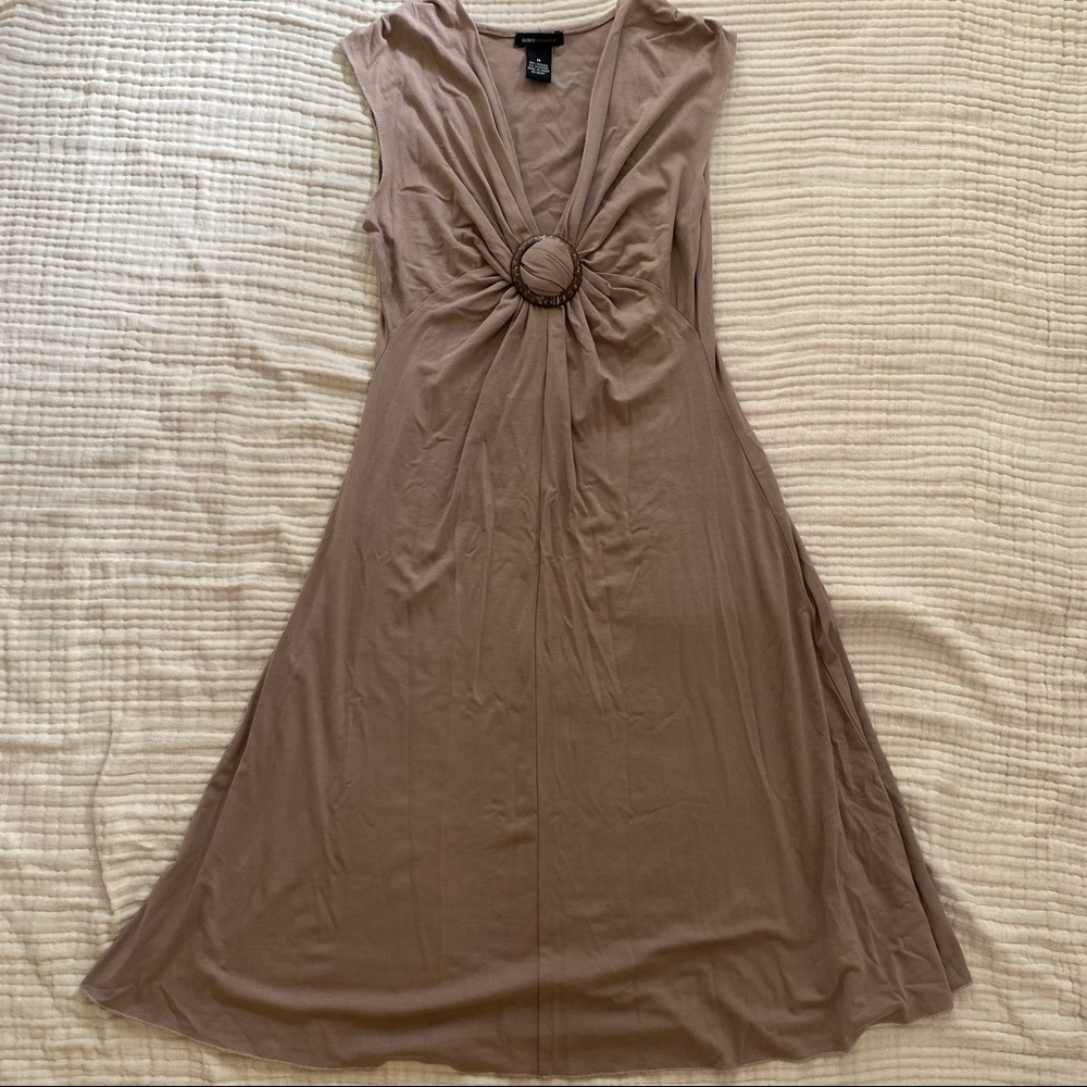 BCBGMaxAzria midi dress with wooden ring detail